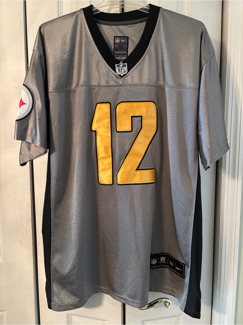 Terry Bradshaw #12Pittsburgh Steelers Nike NFL Men’s Gray & Gold Football Jersey